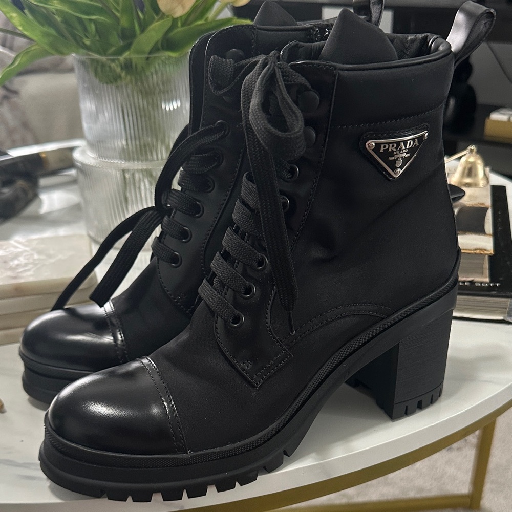 Prada Black Combat Lace-Up Boots